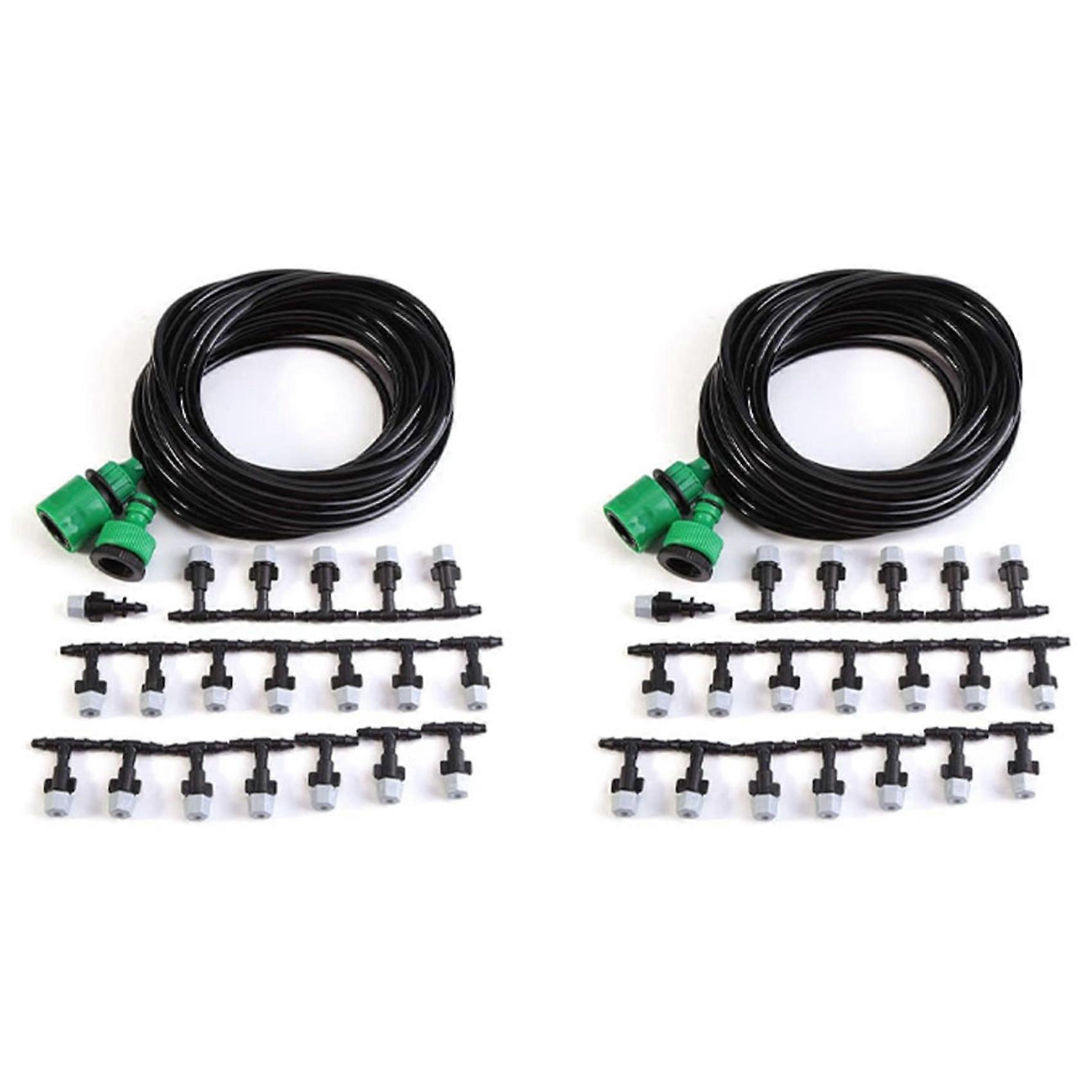 2X DIY Garden Patio Misting Mini Flow Drip Irrigation Misting Cooling System with Mist Nozzle Sprink