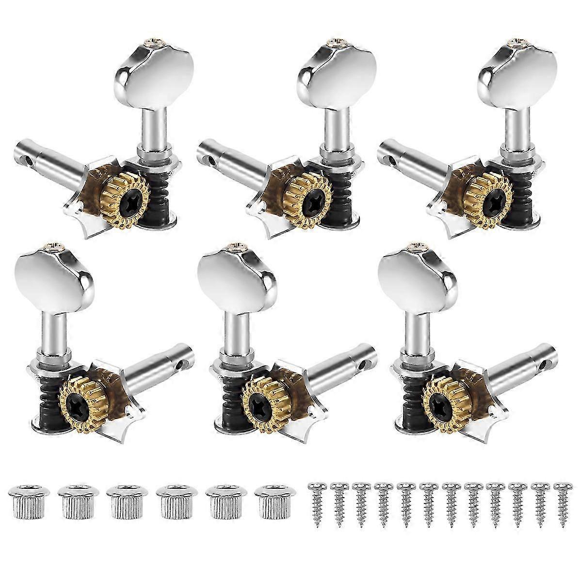 3L3R 6Pcs 1:18 Guitar String Tuning Pegs Tuner Machine Heads Knobs Tuning Keys for Acoustic or Elect