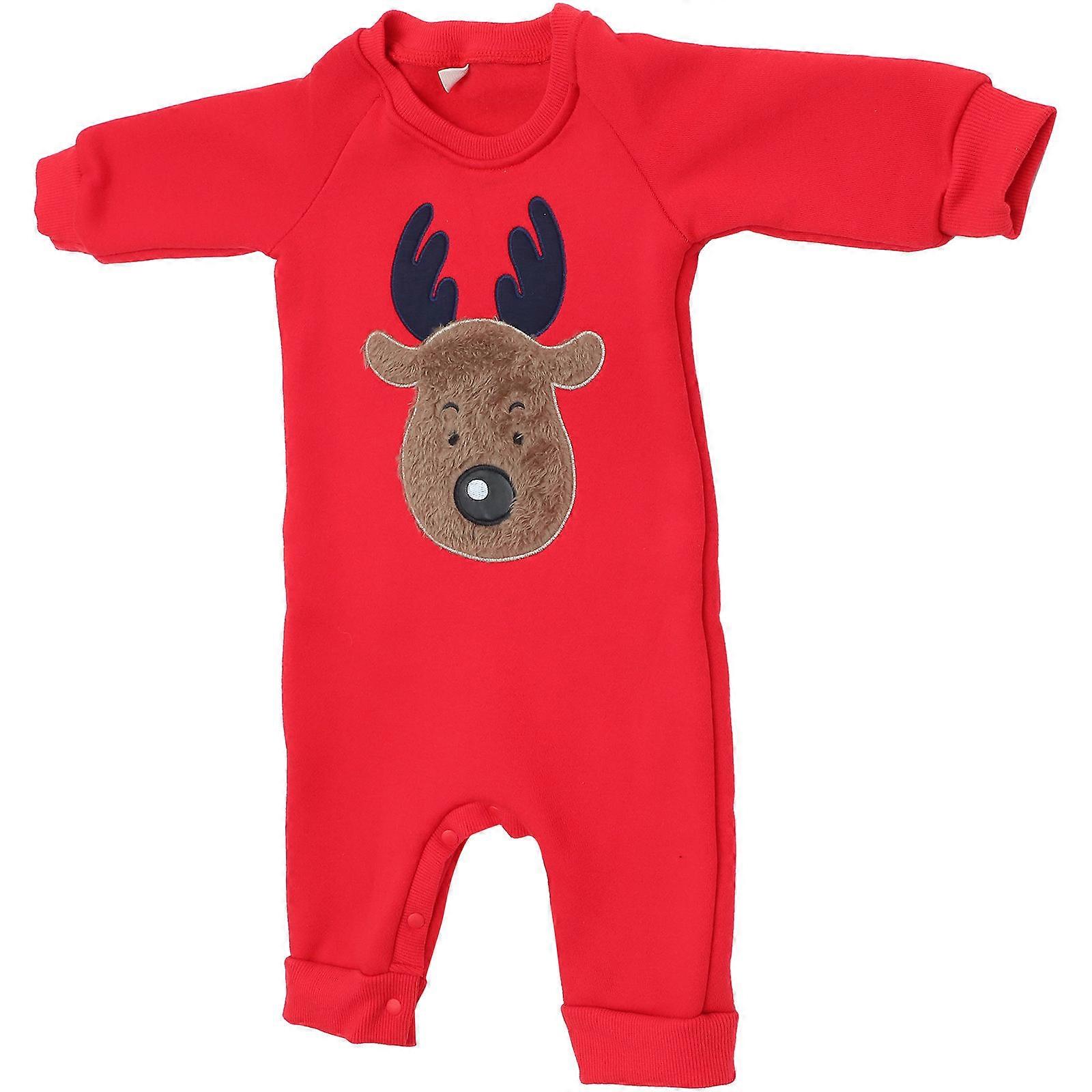 Fleece Christmas Romper Jumpsuit with Elk Design for Boys Cozy Autumn Winter Cotton Outfit