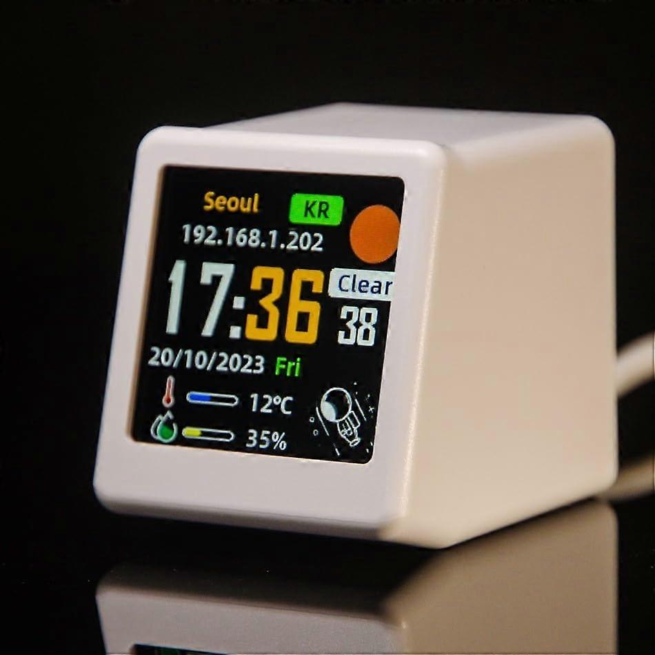 Compact Smart Digital Clock with Robust WiFi Functions for Instant Access to Worldwide City Data (White)