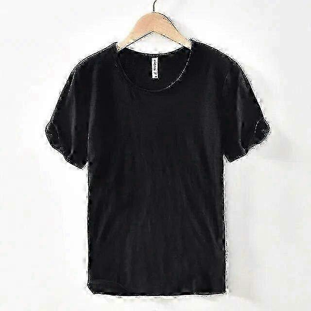 Camiseta Estilo Retrô com Borda Crua para Homens - 100% Algodão Leve Respirável Slim Fit Básico Casual Tee com Gola Redonda