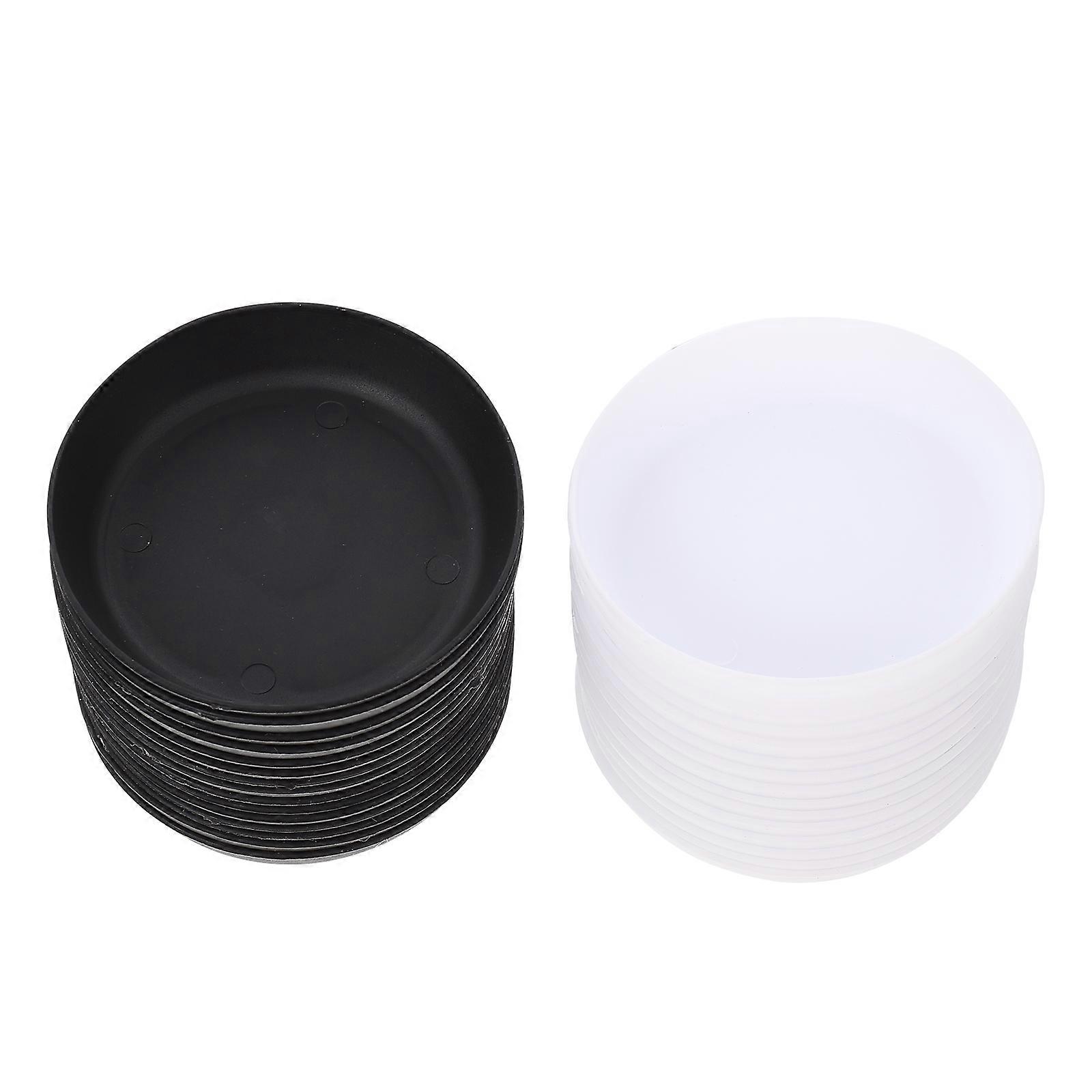 30Pcs Flower Pot Base Tray Waterproof For Bonsai Indoor Planting White Round Shape Easy To Clean Essential