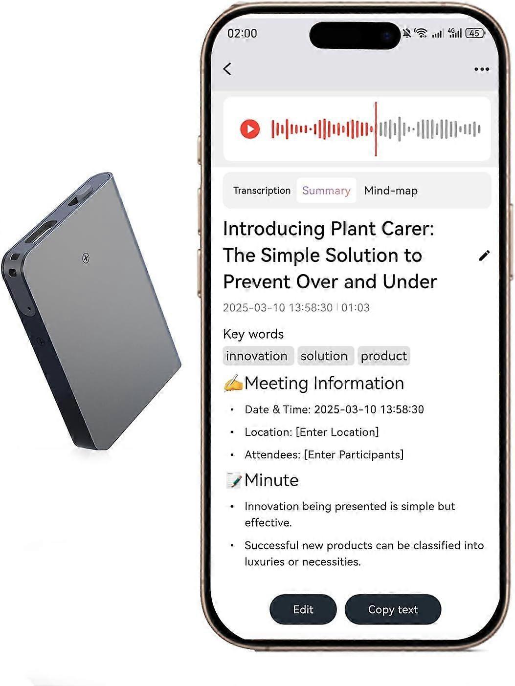 2025 Le plus récent enregistreur vocal AI, appareil d’enregistrement vocal avec contrôle d’application, IA