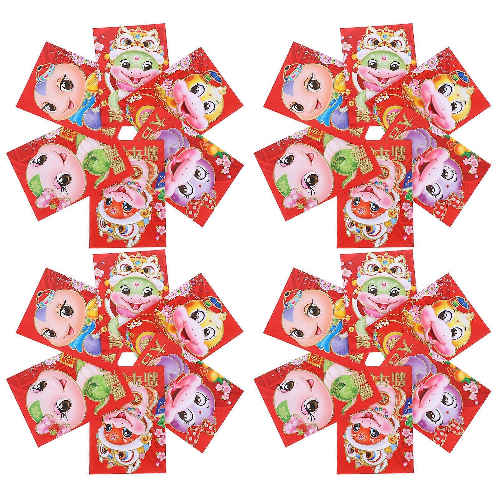 Spring Festival Red Envelopes Lucky Money Envelopes Chinese New Year Decorations Rectangular Paper Holds Bills 60Pcs