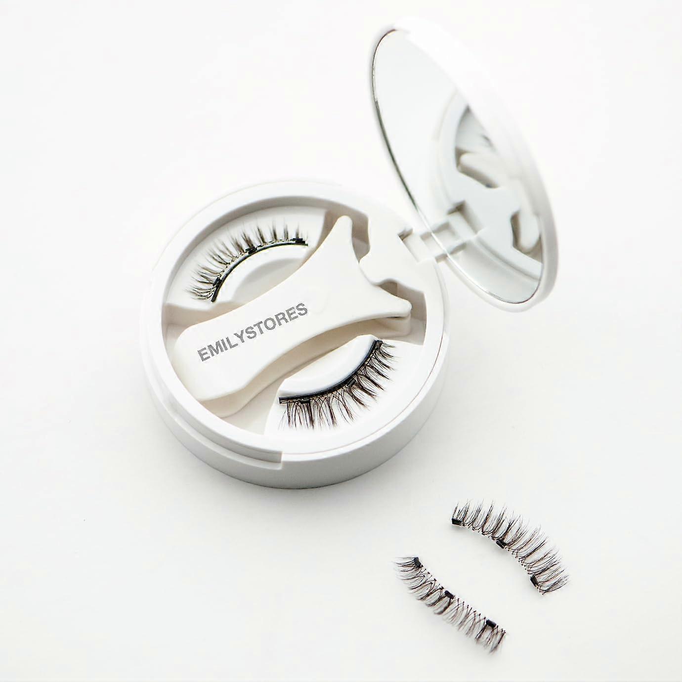 Magnetic false eyelashes, brown natural look, reusable, with brown applicator