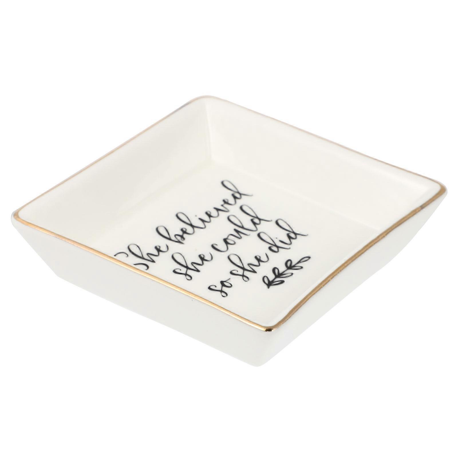 Ceramic Jewelry Plate Temporary Storage For Bedside Table Use 10x2.5cm 1Pcs