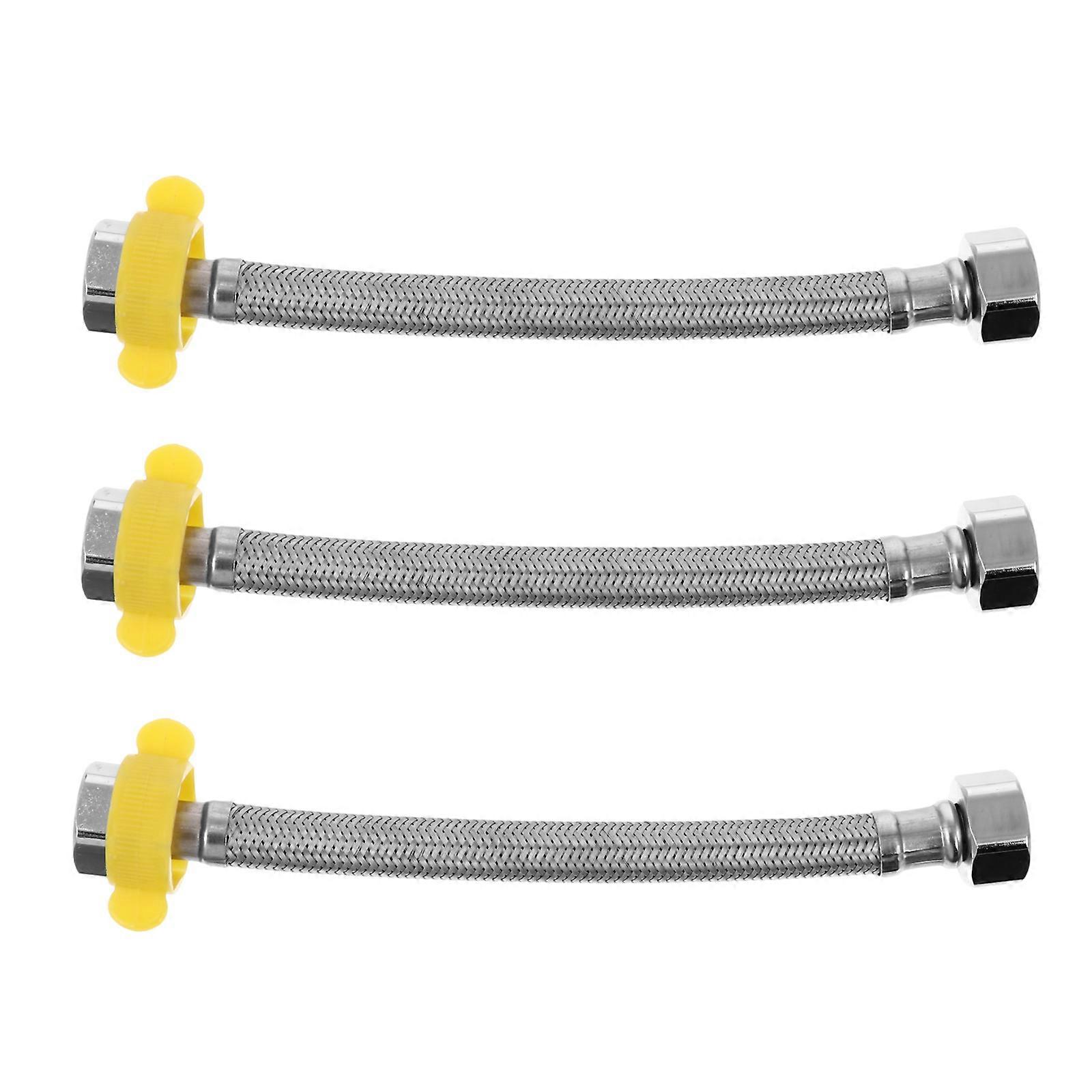 Silver Stainless Steel Shower Hose Durable Connection 3Pcs for Bathing