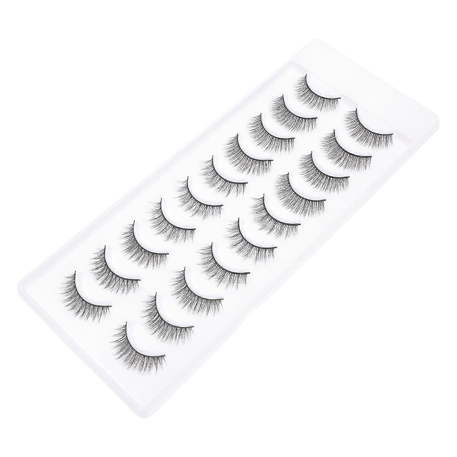 10 Pairs False Eyelashes Natural 3D Multi-Layer Beauty Lashes for Decor Black Synthetic Material