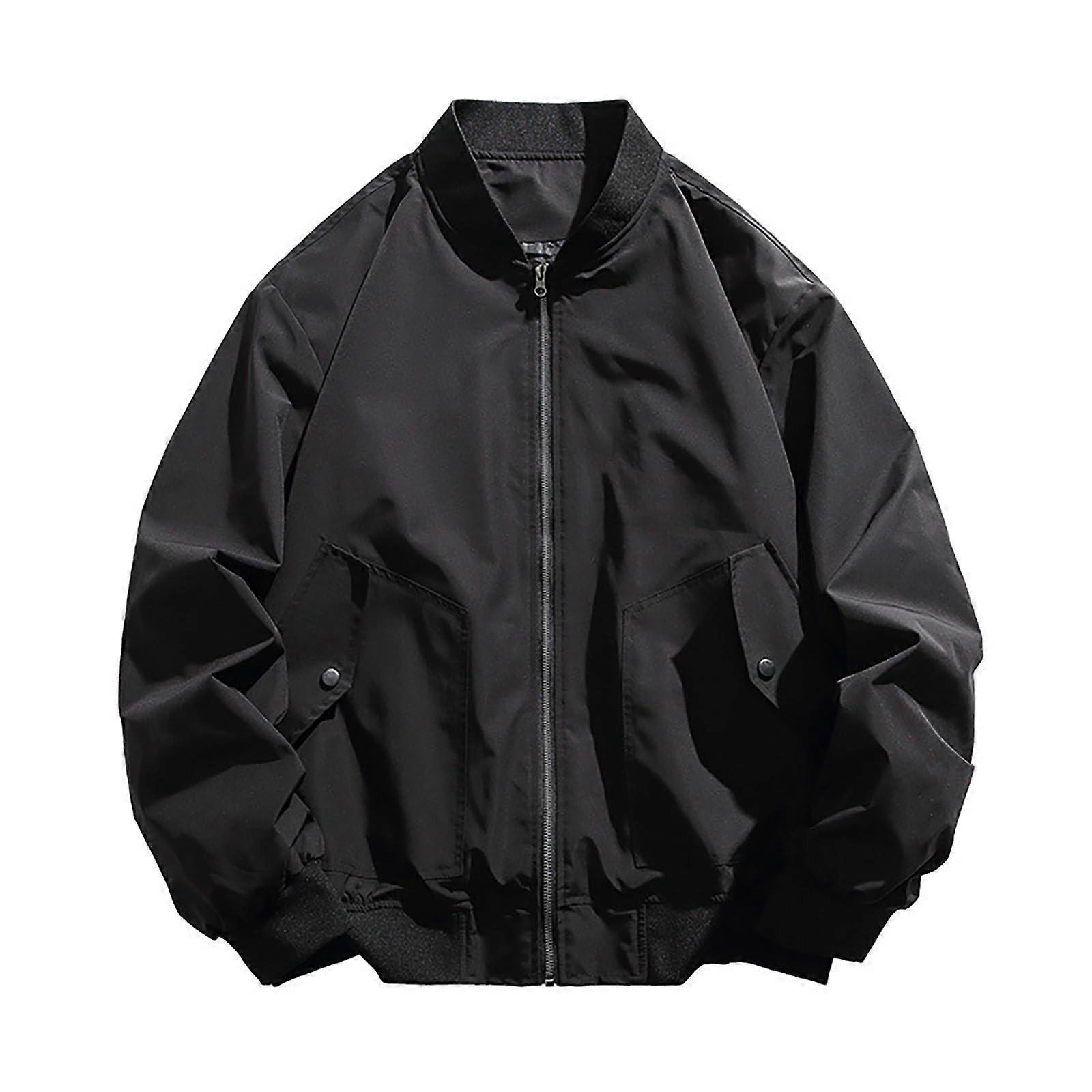 Leichte Sommerjacke Men Summer Casual Jacket Bomber Style Breathable Transitional Aviator Jacket Black Size S