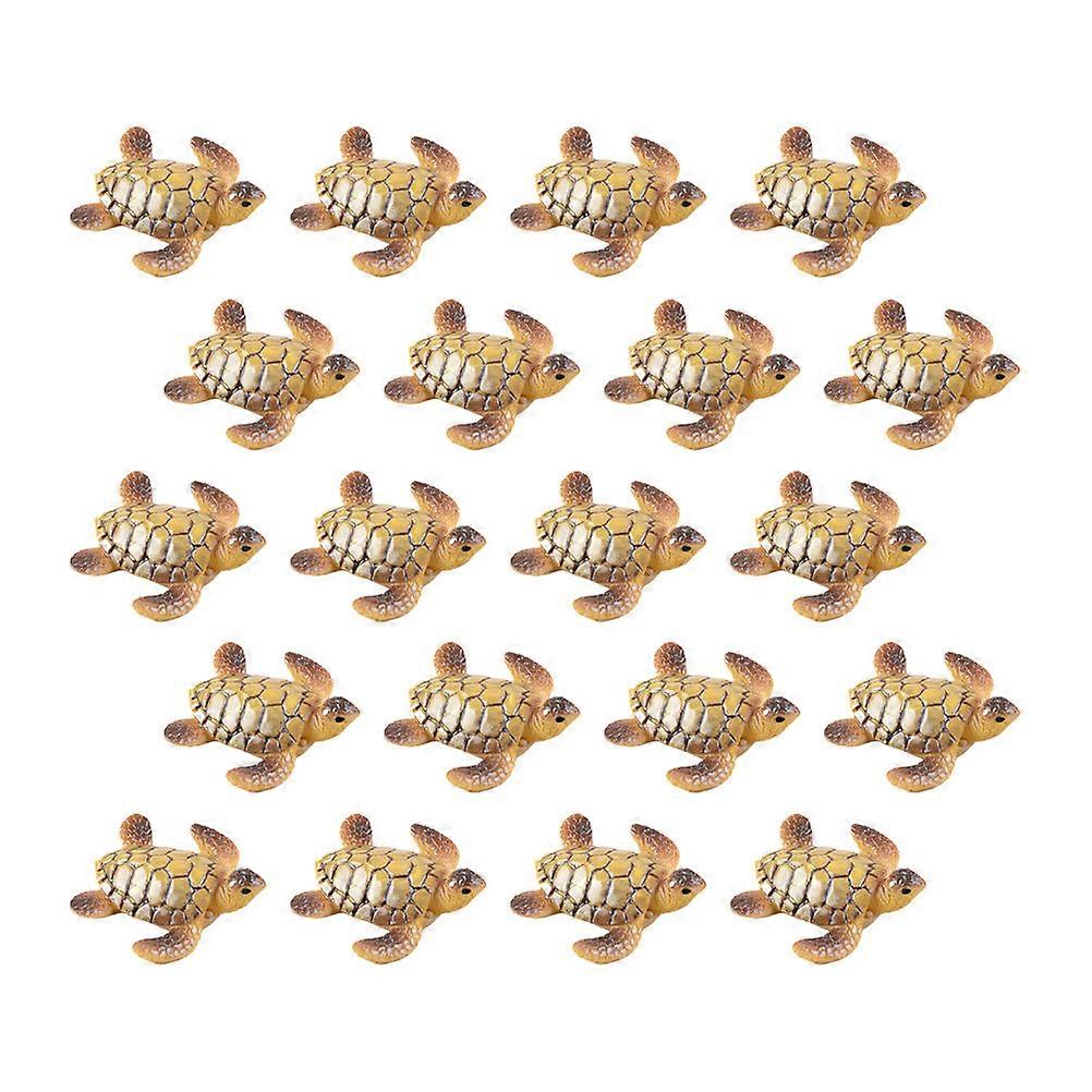 Brown Resin Tortoise Figurines for Decor 20Pcs Miniature Simulation Tortoise