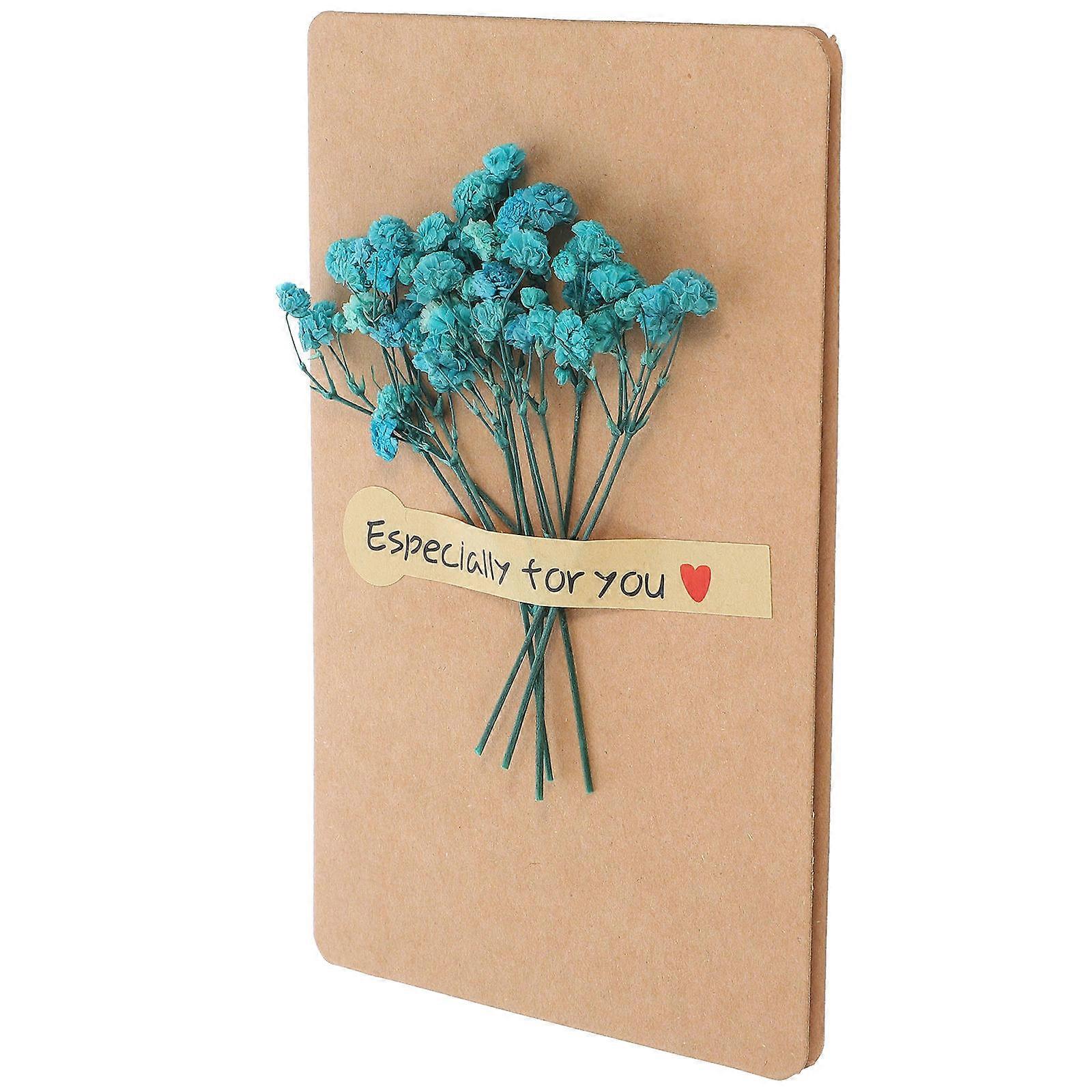 Handmade 3D Dried Flowers Folding Wedding Event Senior Invitation Greeting Cards Christmas Handmade Wish Paper Craft(Blue Star)