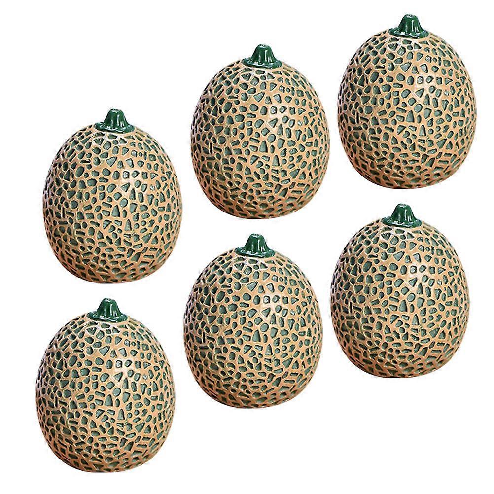 Simulated Fruit Models Hami Melon Photo Prop Green 6Pcs Miniature Design Dollhouse Layout Faux Fruit