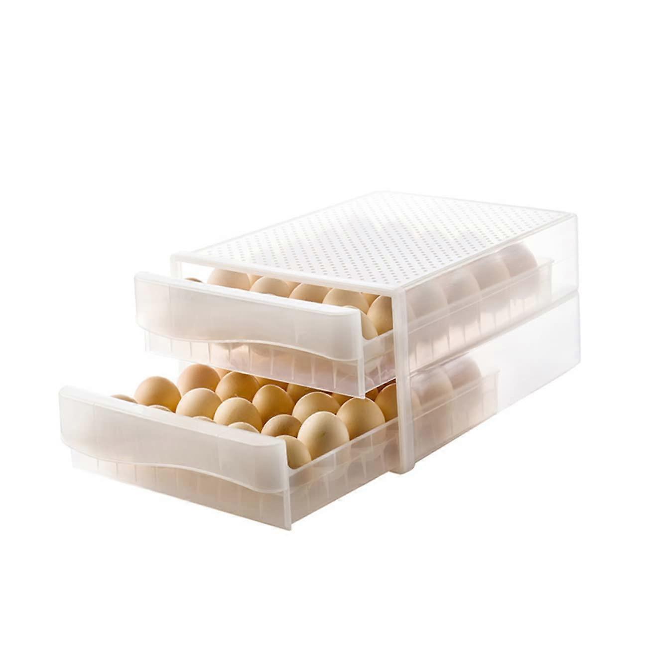 Plastic Box Organizer Double-Deck 34x26cm Egg Holder and Dumpling Container Reusable