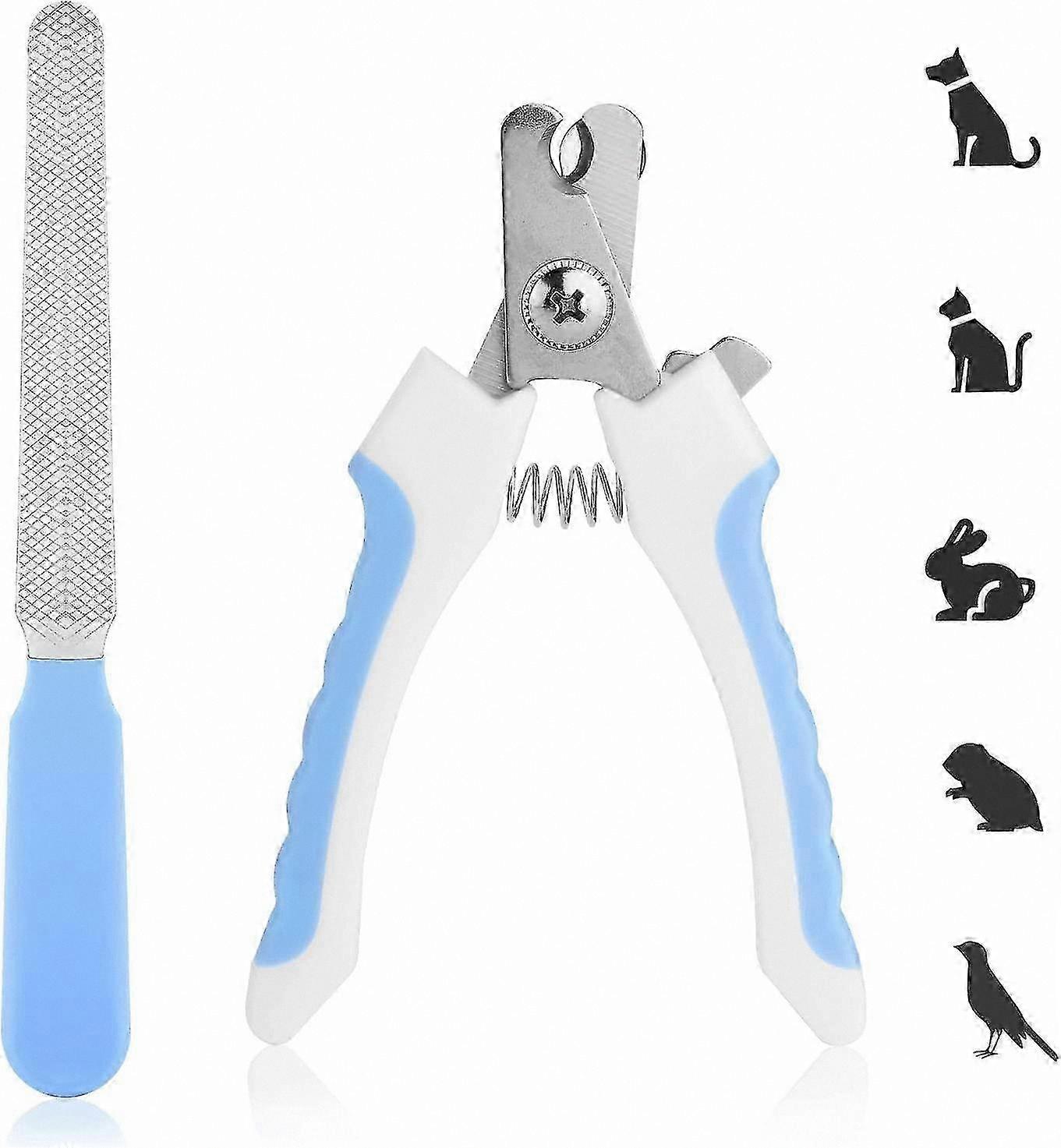 Pet Nail Trimmer with Safety Guard and Lock, Dog and Cat Nail Clippers and File Tool (Blue)