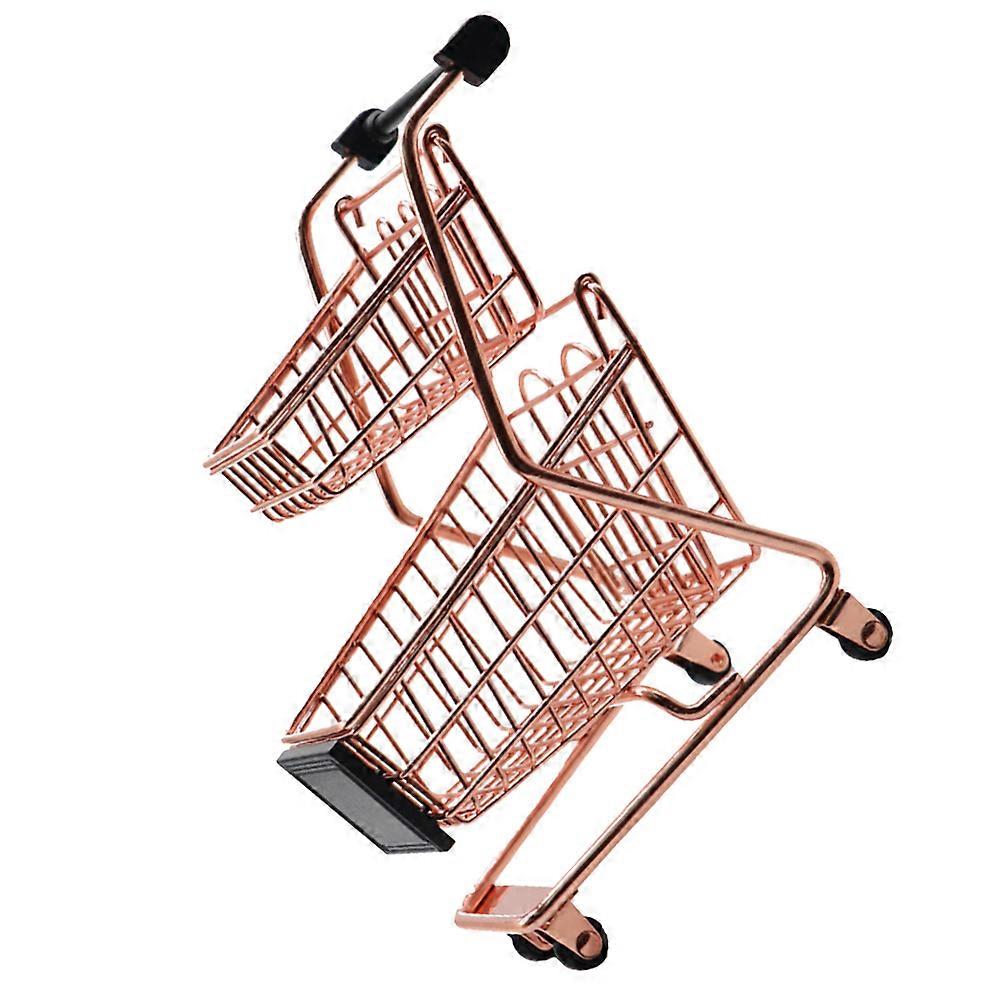 Mini Shopping Cart Metal Toy 1 Set Mini Trolley for Desktop Decor