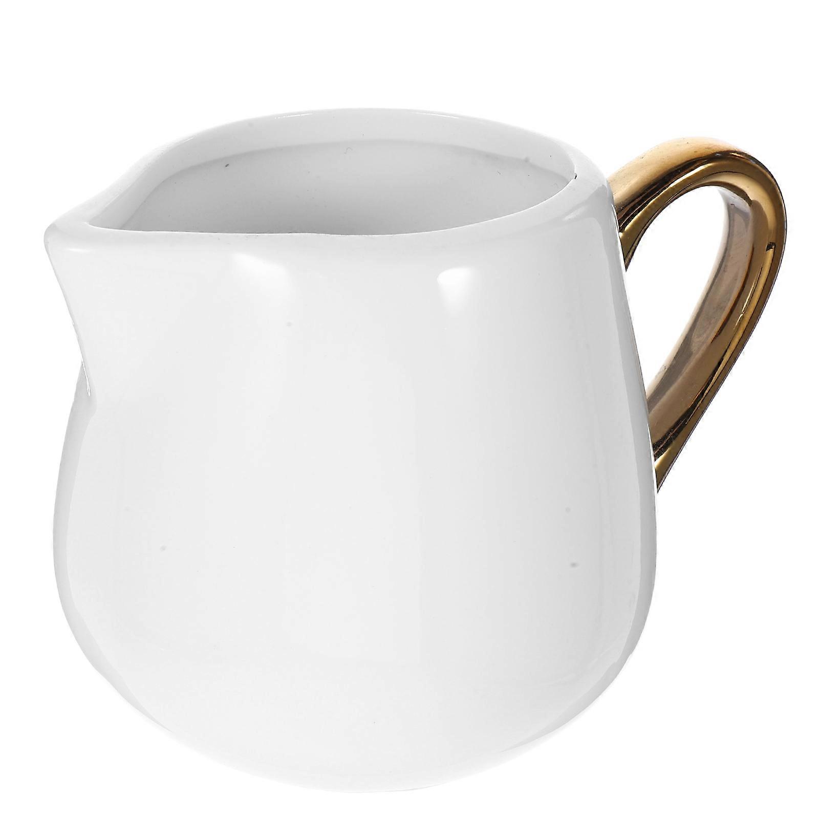 Western Style Ceramic Milk Cup Dispenser, Elegant White Milk Jar for Kitchenware, Retro Design for Dining Table Decor