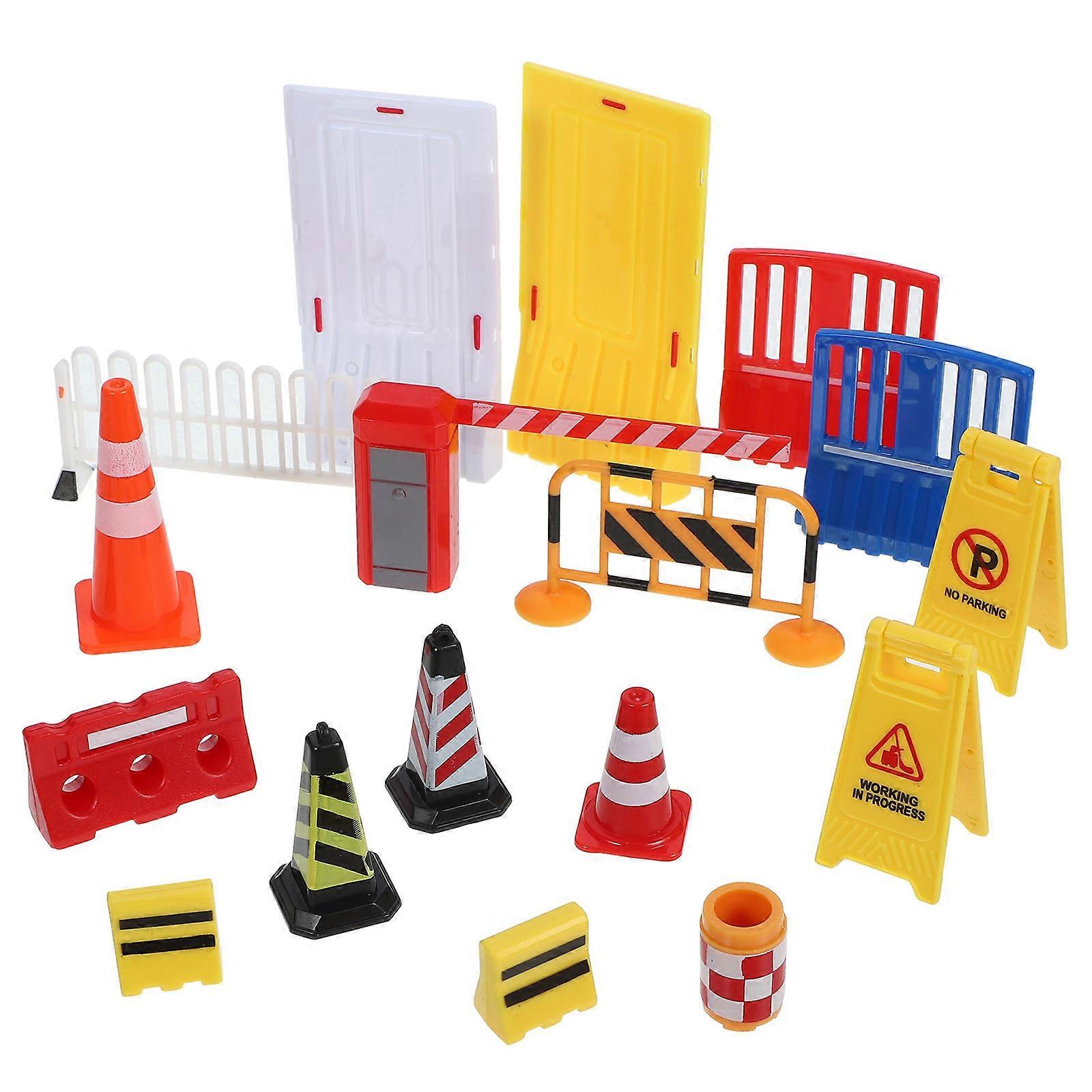 Rectangular Mini Traffic Barrier Sets For Educators 7.20X3.50X1.10CM Assorted Color Pretend Set