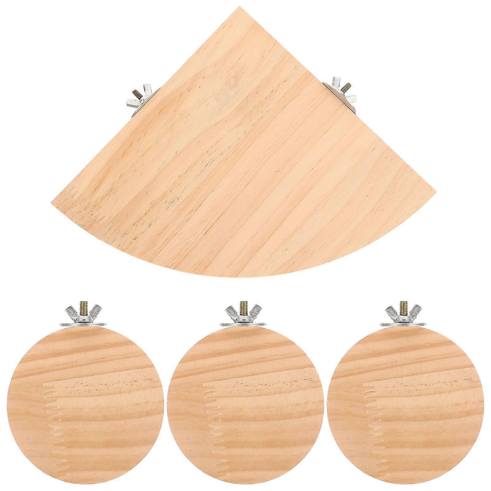 Wooden Fan-shaped Perch for Pet with Light Yellow Color and Durable Material 4 Pieces