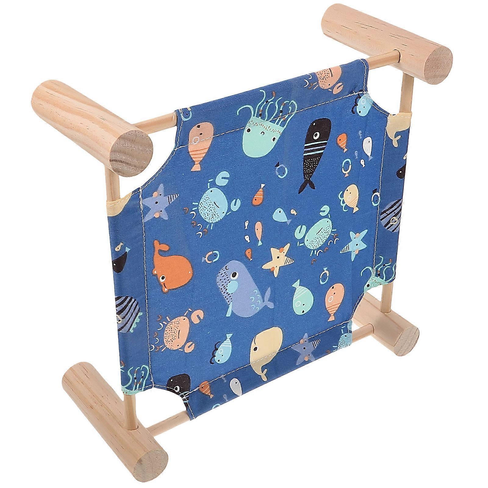 Hamster Elevated Sleeping Bed With Safety Features And Blue Wood Design Ideal For Pet Beds In 1Pack