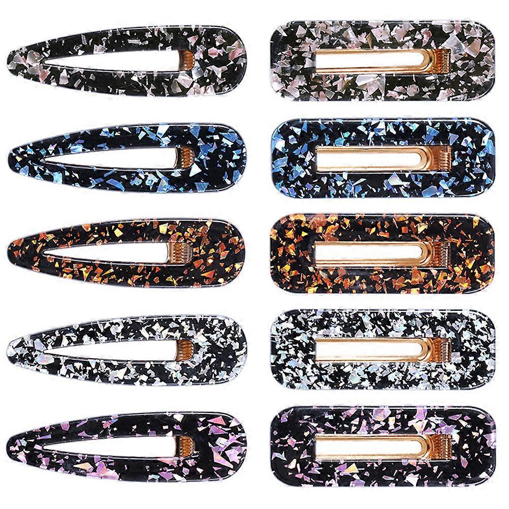 Durable Acrylic Hair Clips with Geometric Design for Decoration Assorted Color 10pcs