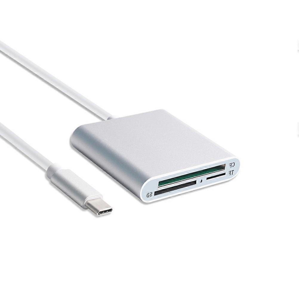 USB C 3 في 1 قارئ بطاقة الألومنيوم سوبر سبيد مايكرو CF للمستخدمين العاديين فضي 1 حزمة