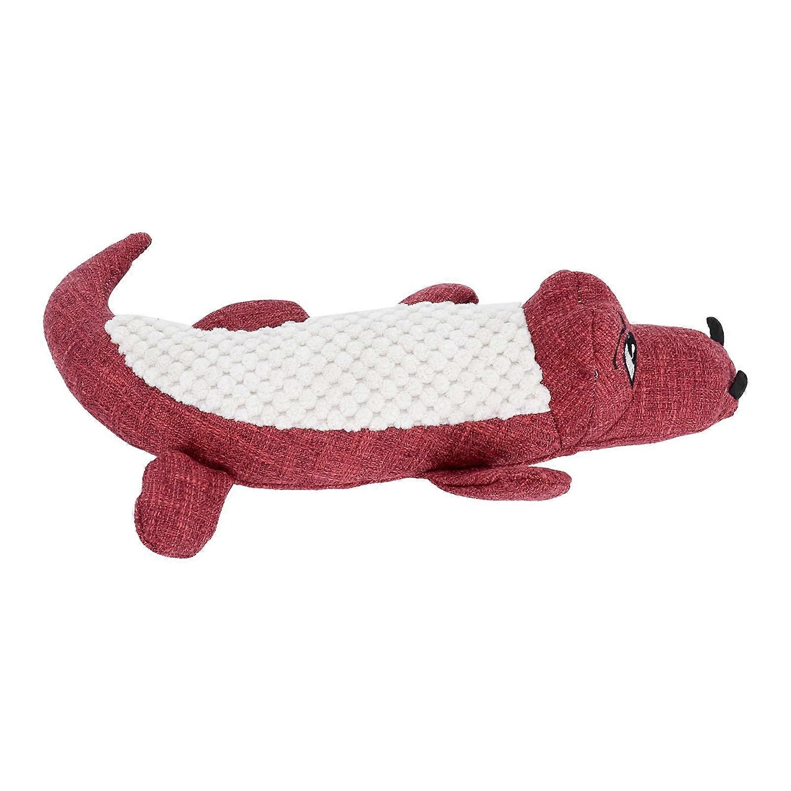 Simulation Dog Plush Toy, Crocodile Shape, Bite-Resistant Chew Toy with Sound, Interactive Pet Plaything, Red