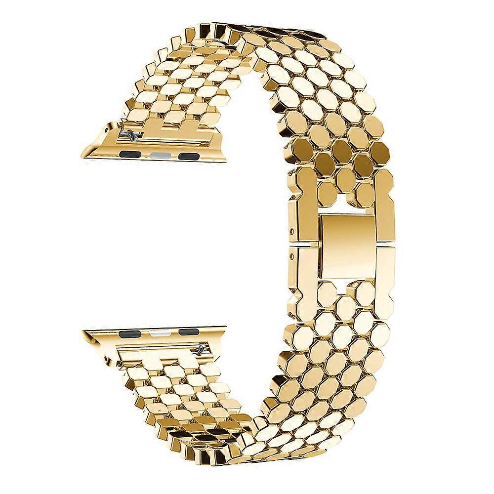 Gold 41mm 40mm 38mm Stainless Steel Adjustable Sports Replacement Band for Apple Watch SE Series 7 6 5 4 3 2 1