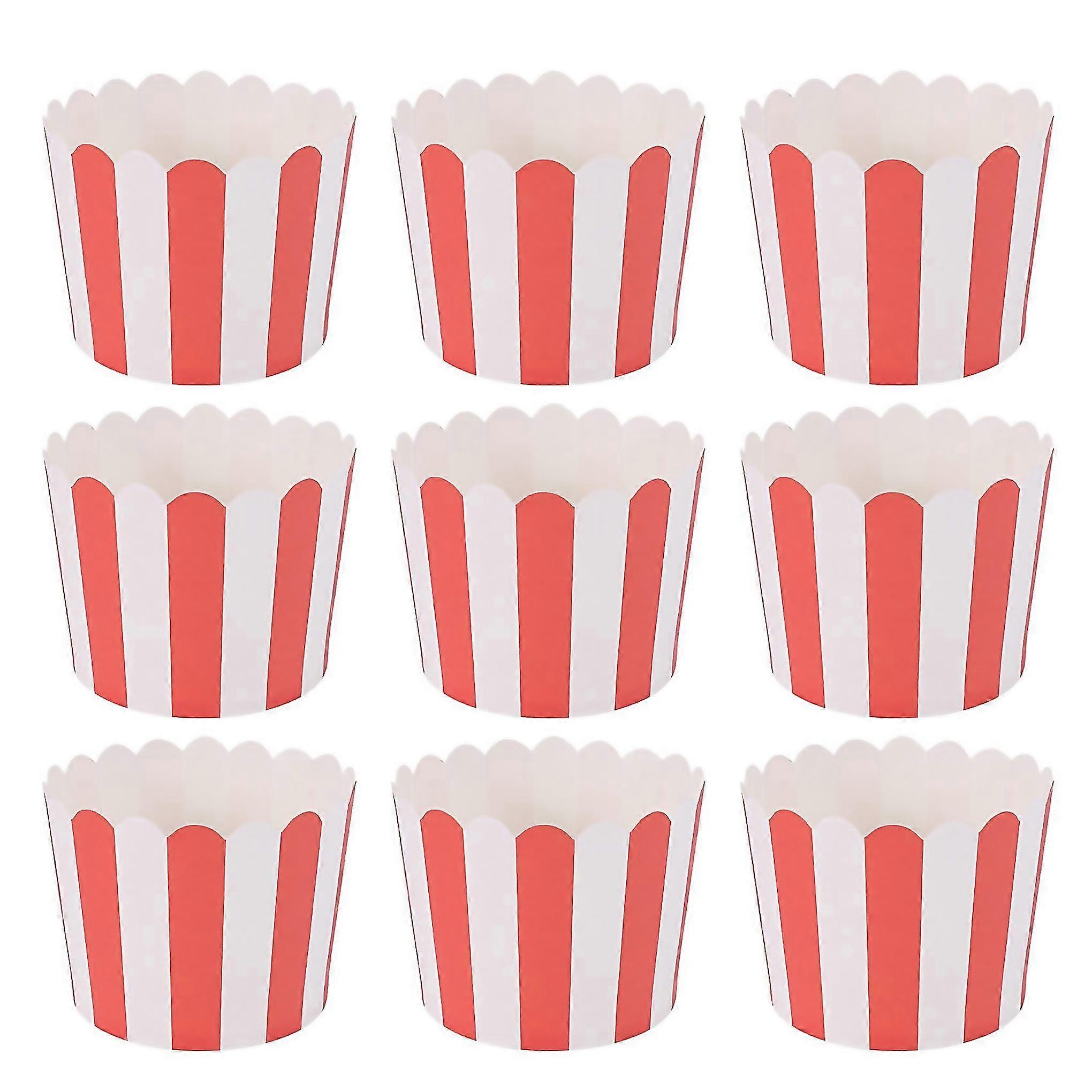 For 50x cupcake wrapper paper cake case baking cups liner muffin kitchen baking stripes Red
