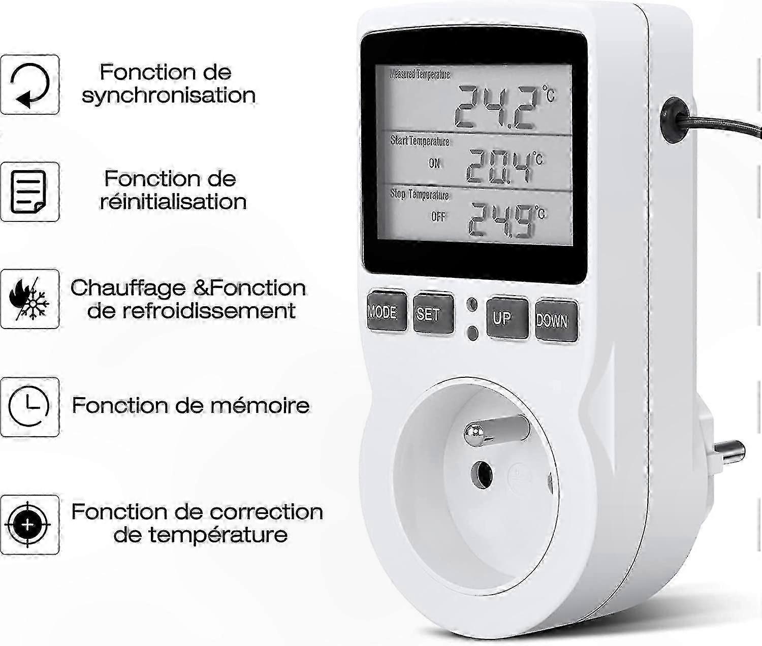 Digital Thermostat Socket with Probe, Programmable Temperature Controller for Heating Devices