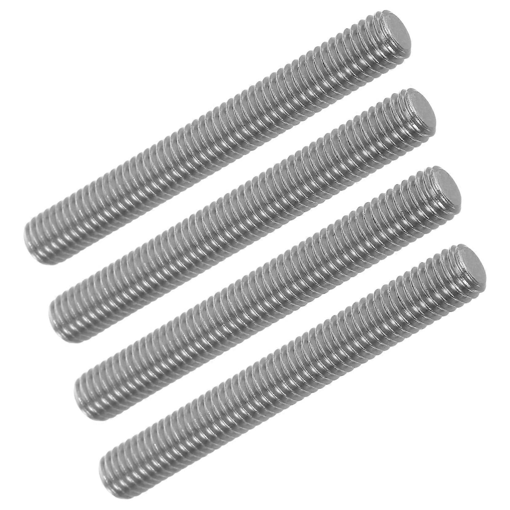 Stainless Steel Threaded Rods Set of 4, Full Threaded 6.50x0.80x0.80CM, Rust-Free Steel, Compatible with Various Fasteners