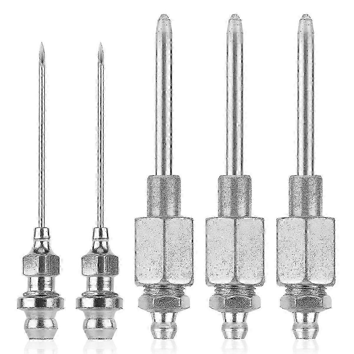 5-Piece Grease Gun Needle Nozzle Kit Including 3 Nozzles and 2 Injector Needles with Grease Gun Tip Adapters