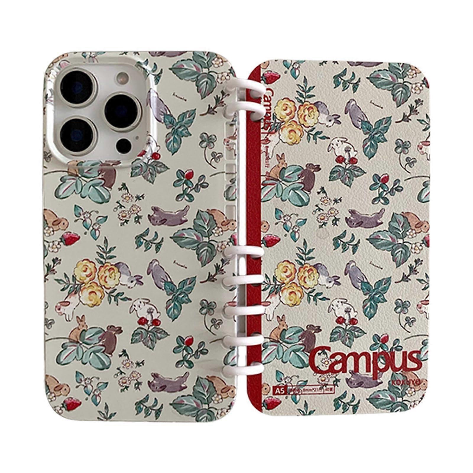 iPhone 16 Pro Max Loose-Leaf Bow Floral Notebook Phone Case, Compatible with iPhone 16/15/14/13 Pro Max, Christmas Design