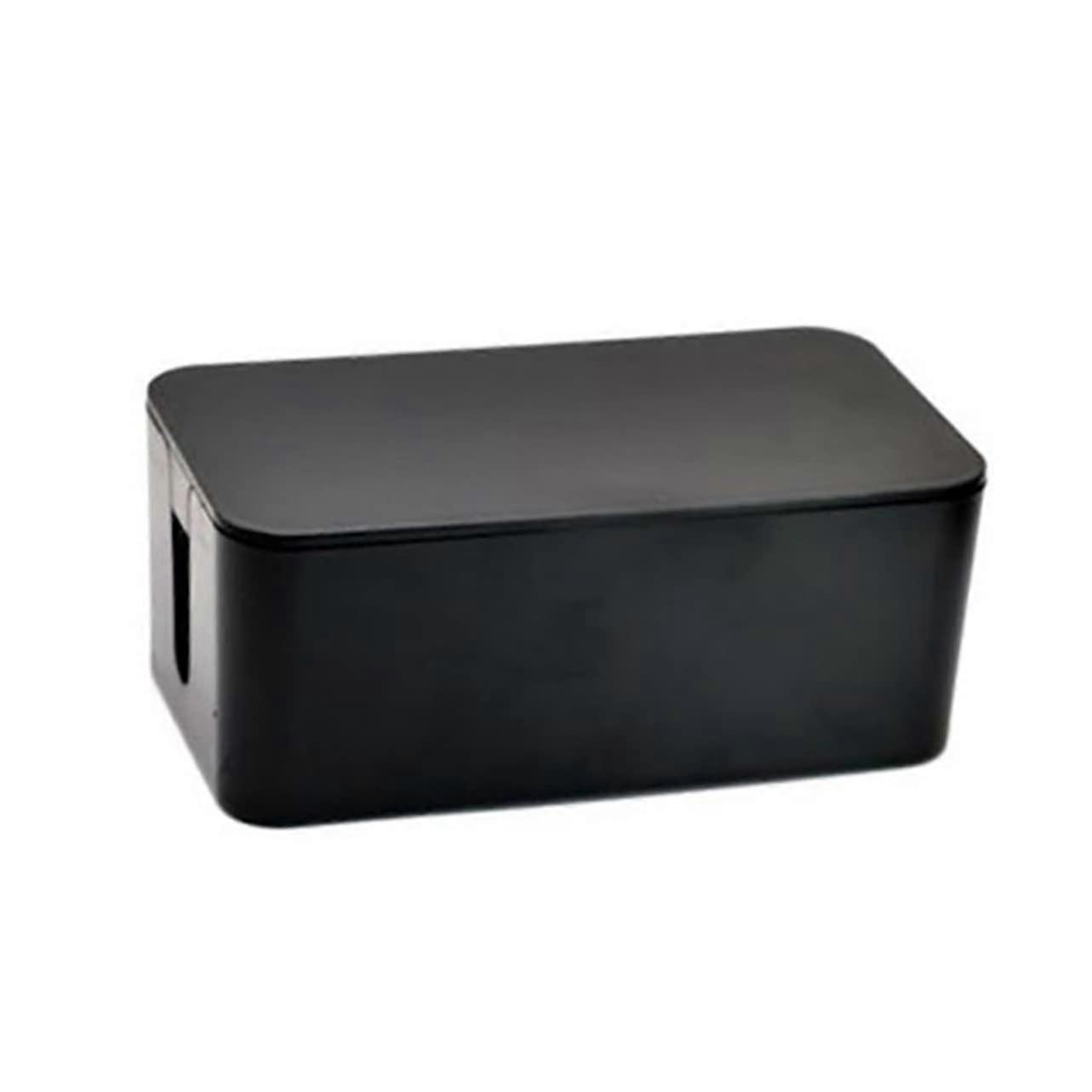 Cable Management Box for Desk - Black, Space-Saving Storage for Power Strips and Cables, Dust-Proof with Lid for Office and Living Room