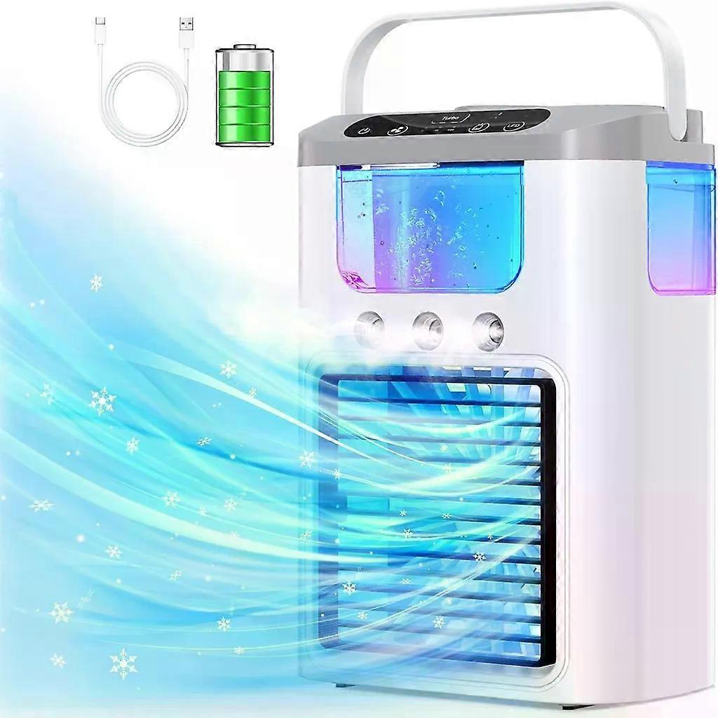 Mini Air Conditioner Portable Air Conditioner 1200 mAh Battery Air Cooler with 600 ml Water Tank and 3 Spray Modes