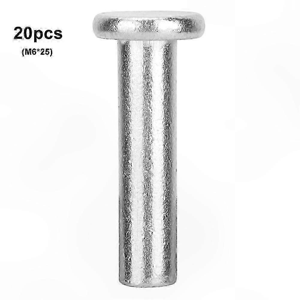 20 Pack M6 Flat Head Aluminum Rivets for Solid Fastening (M6 x 25) hwy