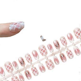 Press-on nails, Simple French blush stripes, 30-piece set, Daily nail art