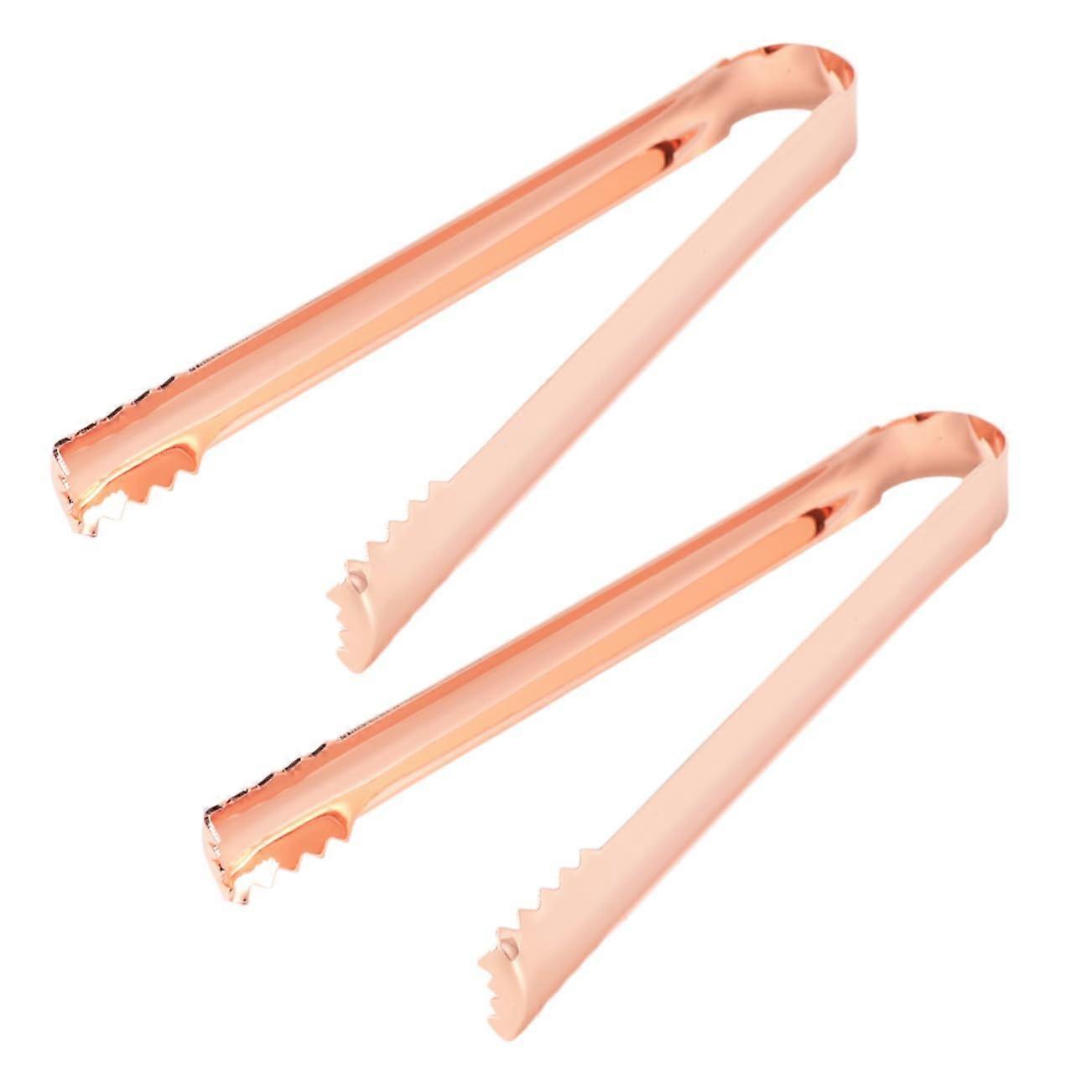 Rose Gold Stainless Steel Ice Tongs Set of 2, Versatile Appetizer and Dessert Serving Tools for Parties and Buffets