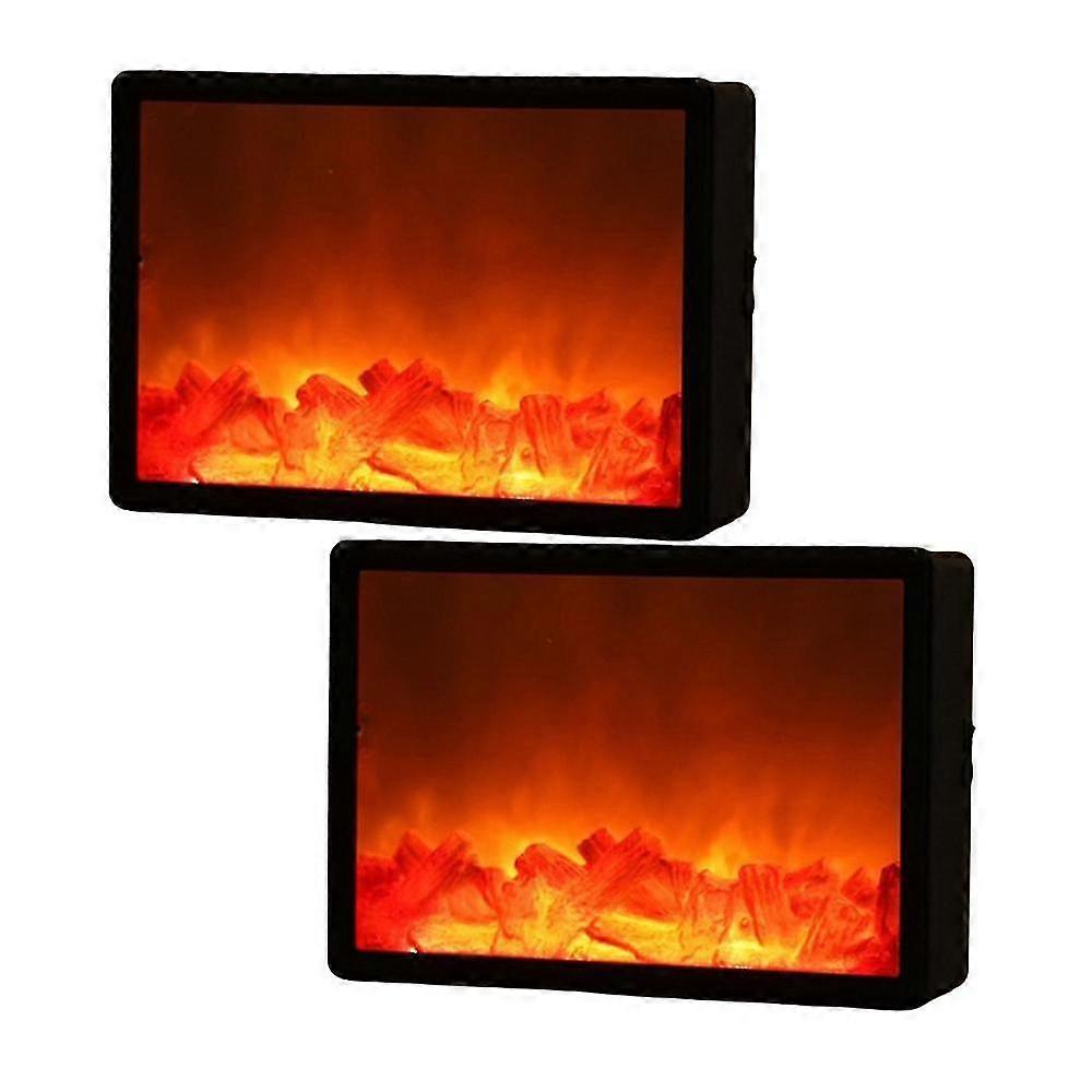 Portable Led Fireplace Lantern Flamless Log Fire Effect Lamp Home G...