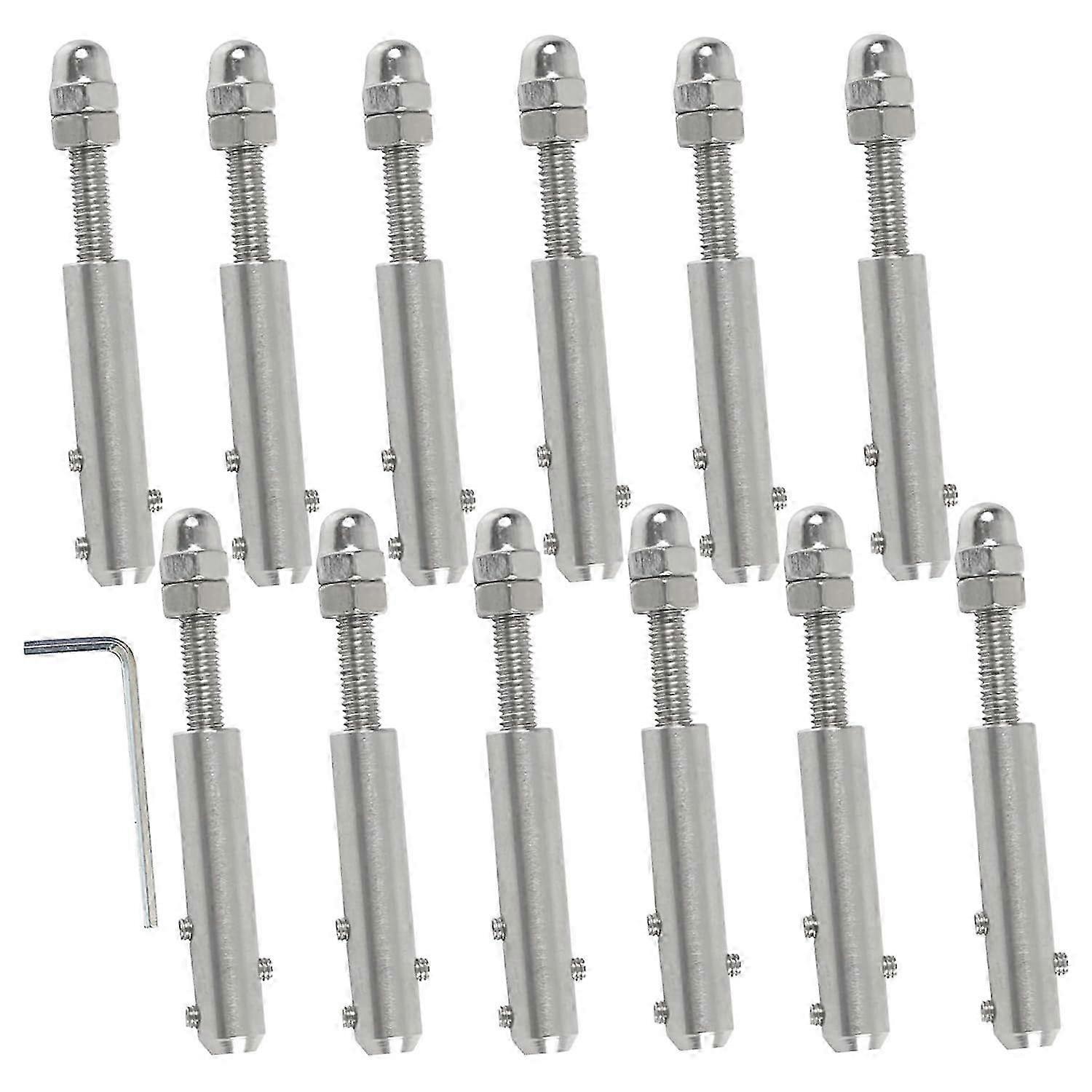 Wire Rope Terminal 4mm Wire Rope Screw Terminal-12Pcs & L Wrench-Wire Rope Tensioner Stainless Steel Wire Rope Tensioner for Guy Rope Fixing