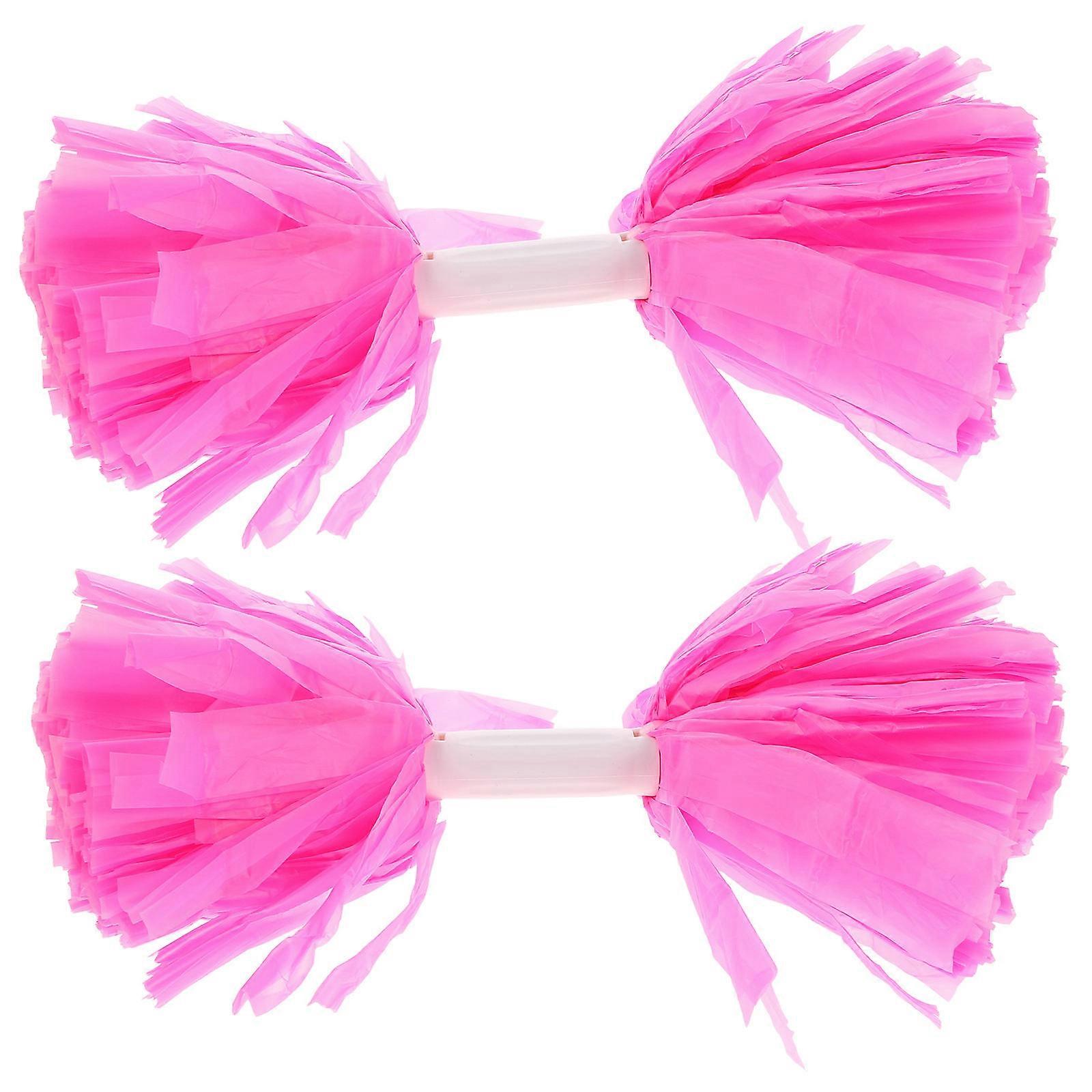 2Pcs Pink Cheerleading Pom Poms with Handle for Games Team Dance Cheering Festival Celebration