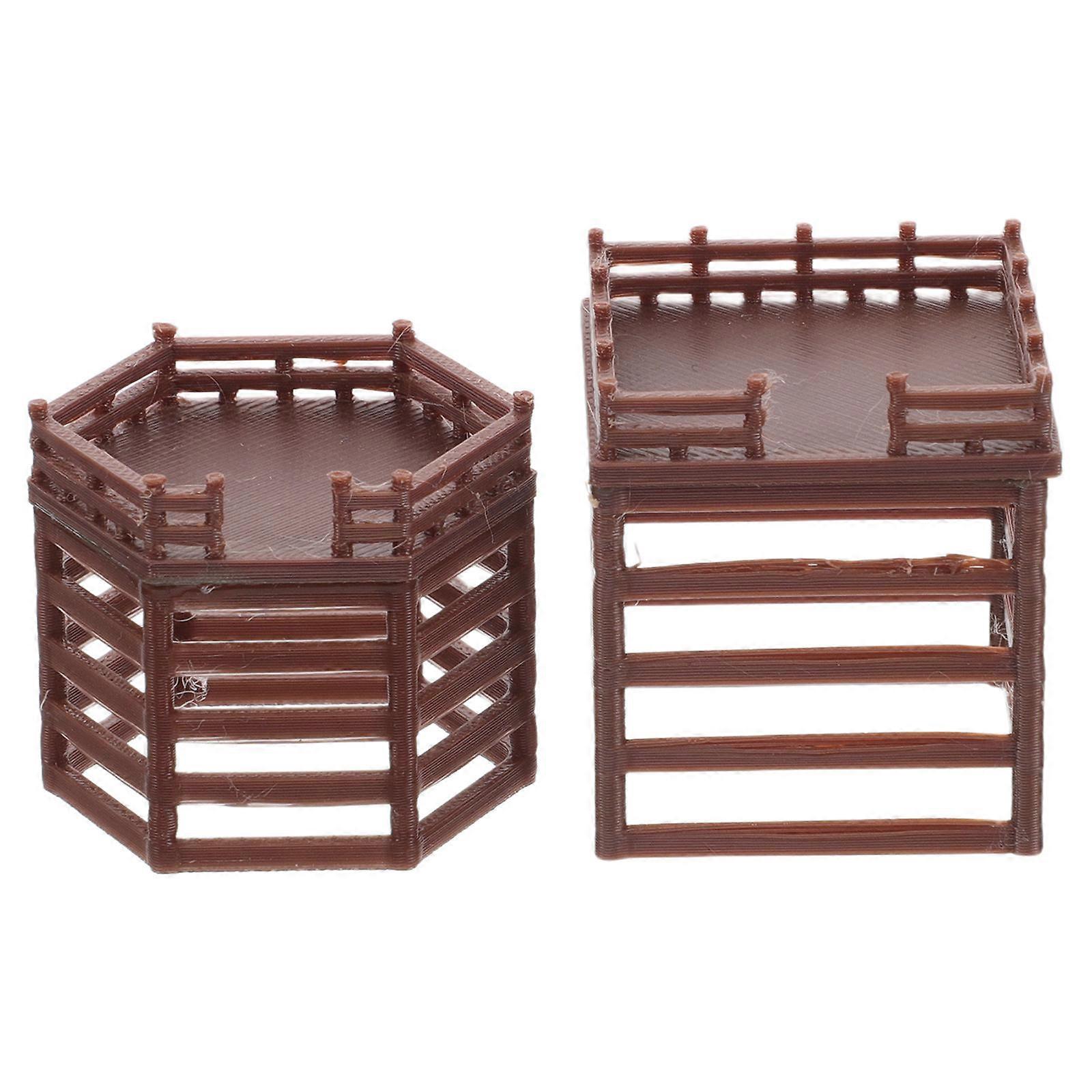 Miniature Garden Accessories Miniature Platform Aquarium Decor Micro Landscape Brown 3.30X2.80X2.80CM 2Pack