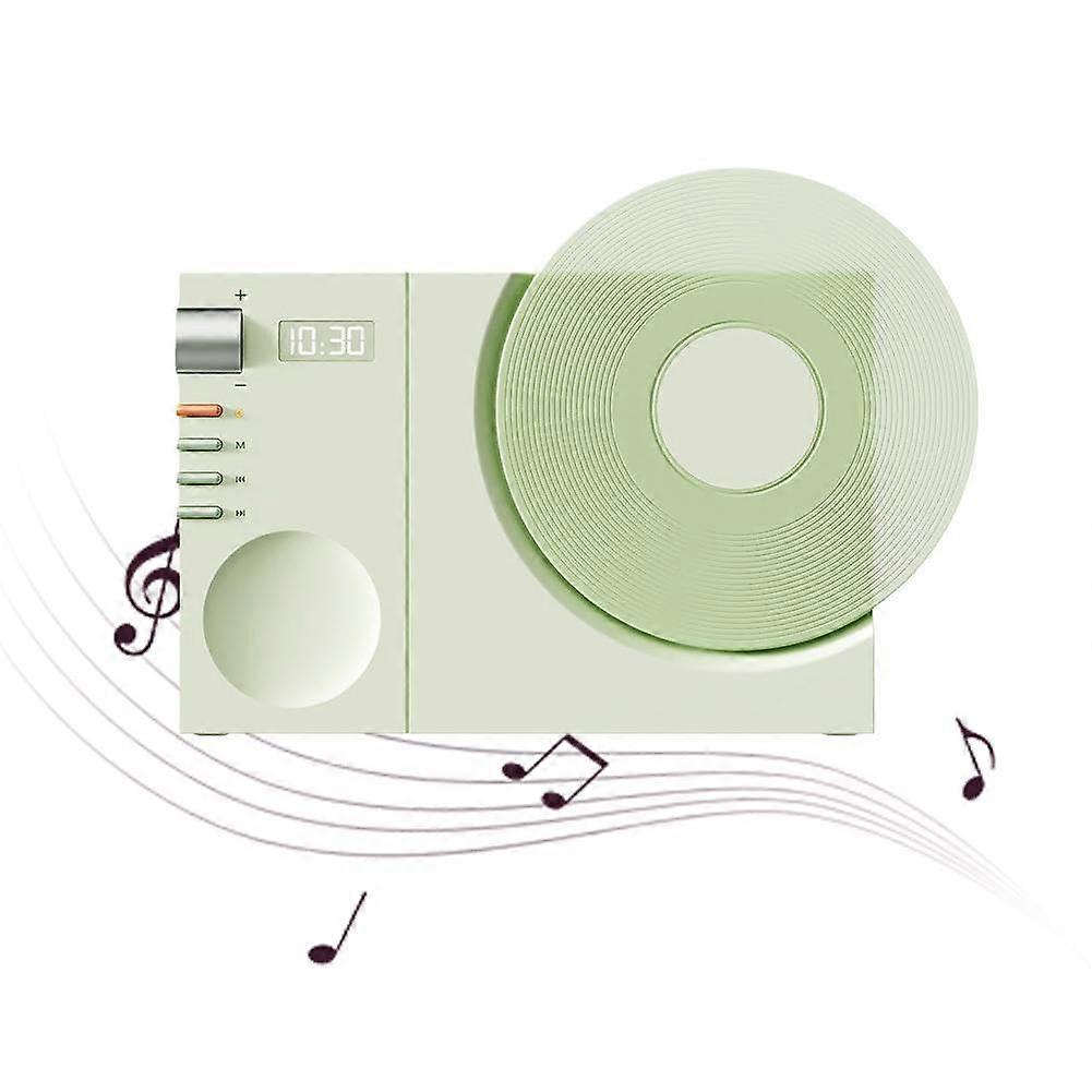 Mini Retro Bluetooth 5.3 Speaker With HiFi Sound MP3 Card Player TF Card Slot Clock Display Green Desk Decor