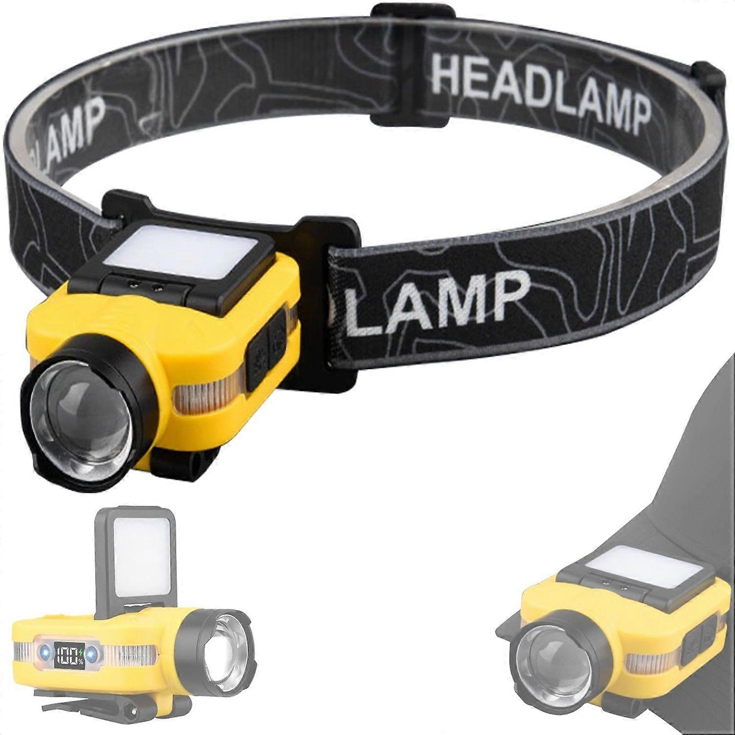 LED Headlamp Rechargeable, 400 Lumens Multi-Light Source Induction Clip on Cap Lights,Adjustable Hands Free Hat Flashlight Headlamp,Headgear/Hat Clip