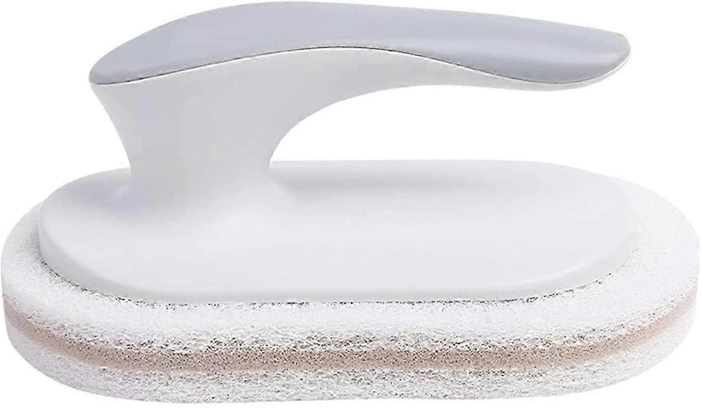 Household Cleaning Brush with Handle Plastic Sponge Scraper Sponge Multi-function Sponge Brush Powerful Sponge Quick Cleaning Decontamination Brush Wh