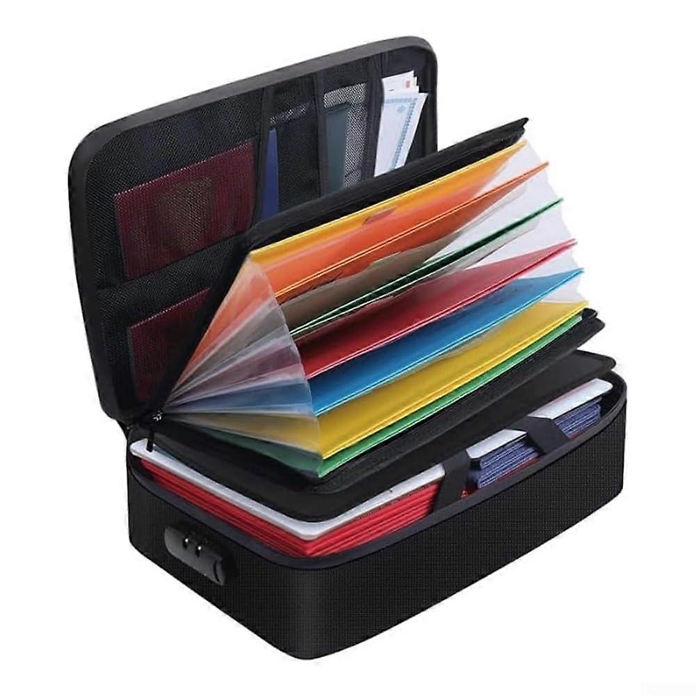 Fireproof Document Bag With 7 Compartments, Portable Storage Box For Organized Documents, Home Office File Organizer
