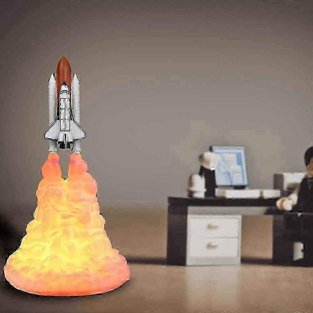 3D Decoration Night Light, 3D Printing Rocket Lamp Space Shuttle Lamp USB Rechargeable Gift For Chri-Good