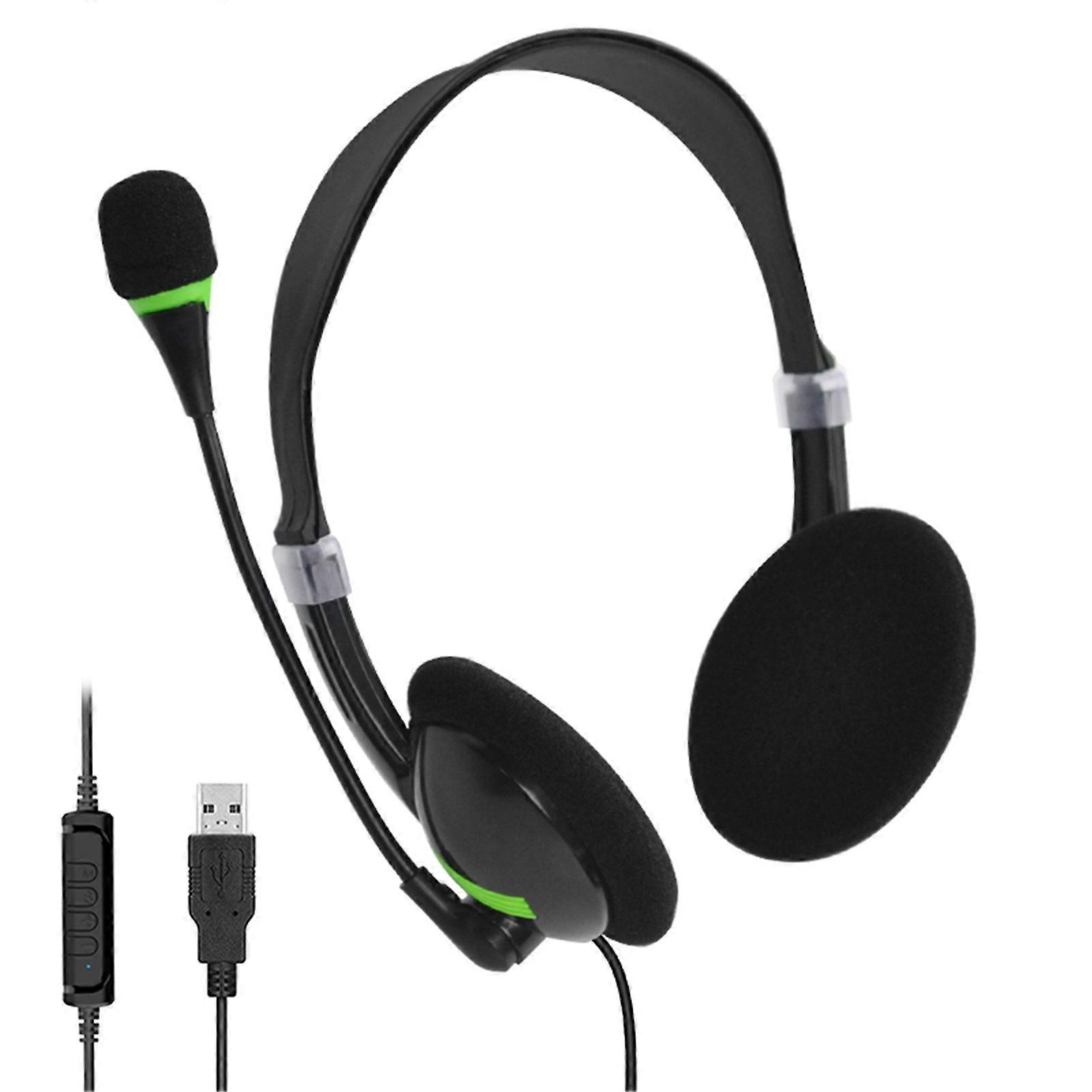 USB Headset with Microphone Noise Cancelling Computer Headphones for Business Call Center Office