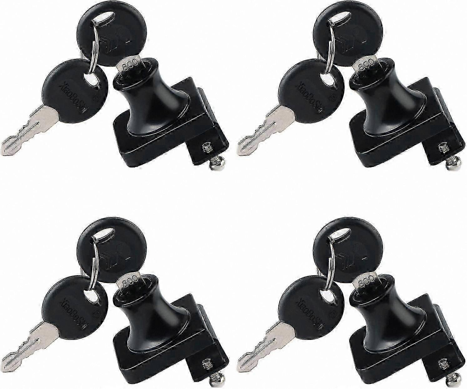 4-Pack Glass Door Security Latches, Zinc Alloy Locks for 5-8mm Glass, Double or Single Opening, No Drilling Required, Unique Keys Included