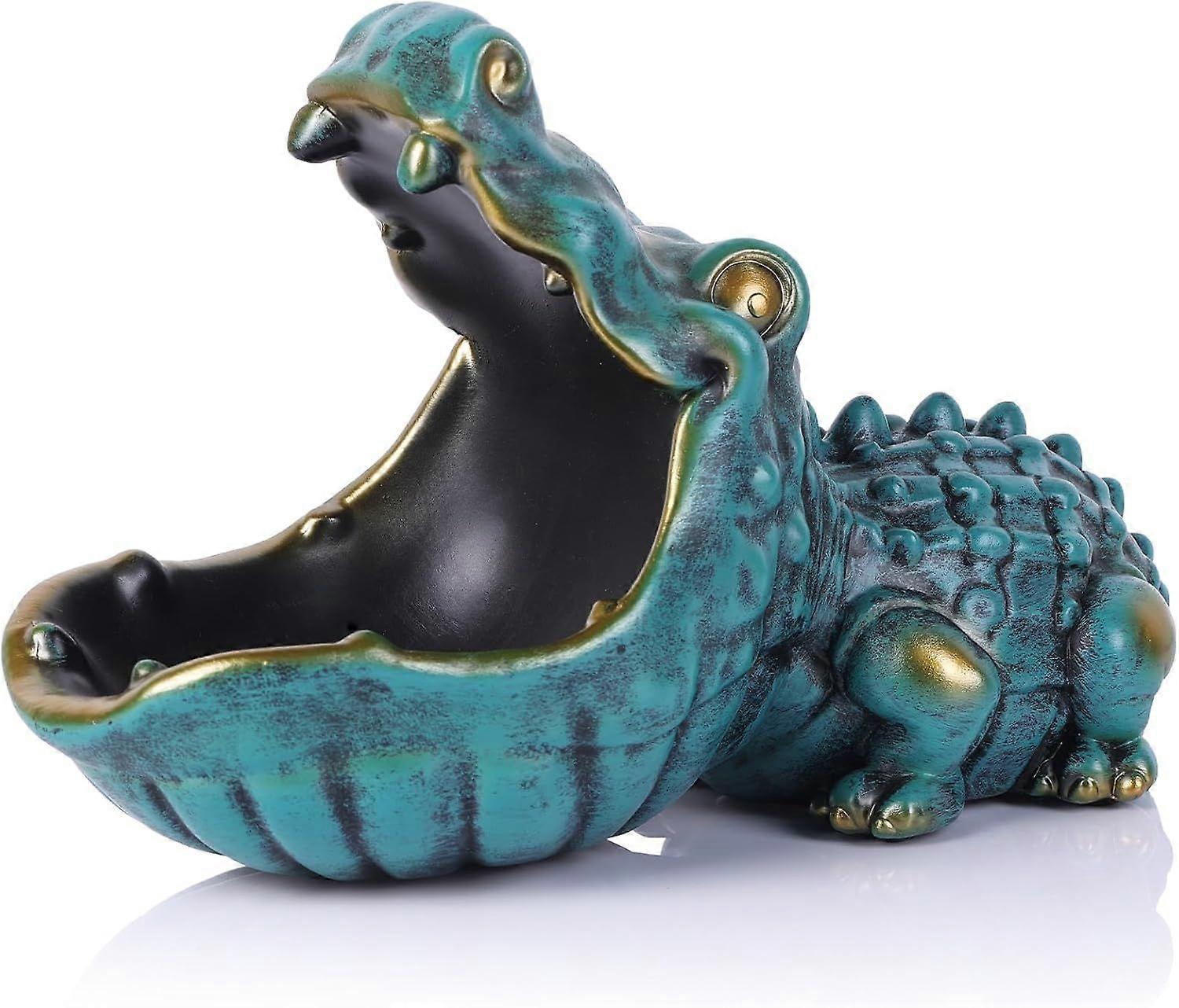 Crocodile Statue Key Bowl, Fun Animal Statue Candy Dish, Suitable for Entryway