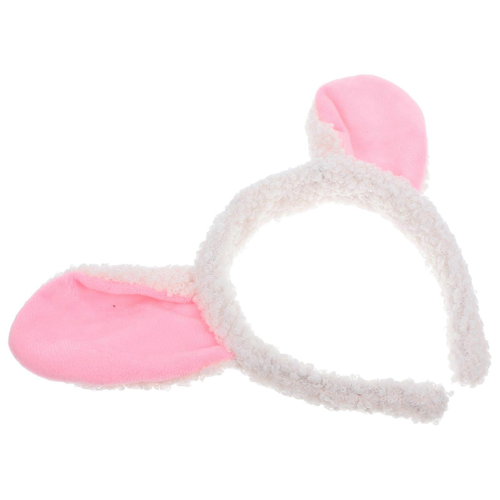 Animal Ears Headband Plush Lamb Ear Costume for Cosplay 2Pcs Beige Accessory